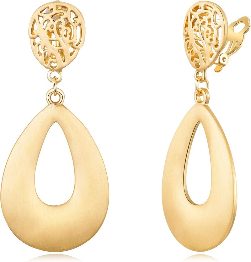 OCCFAE Store Metal Clip On Earrings for Women Non Pierced Dangle Drop Earrings Multiple Styles - Image 1